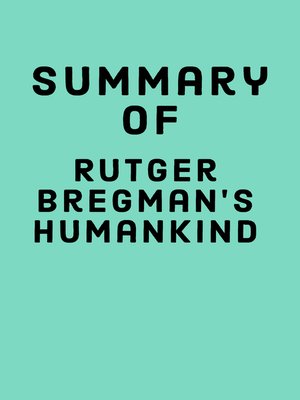 cover image of Summary of Rutger Bregman's Humankind